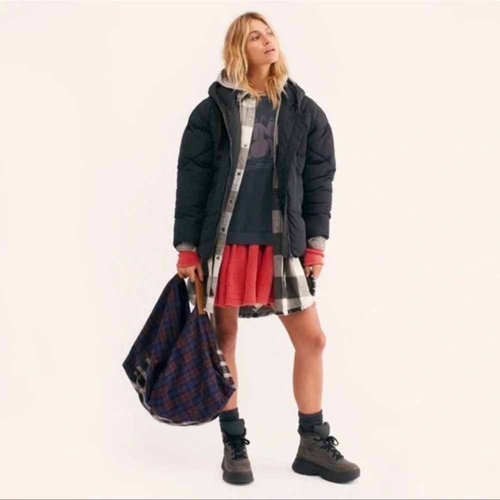 Free People Hailey Oversized Hooded Black Puffer Jacket